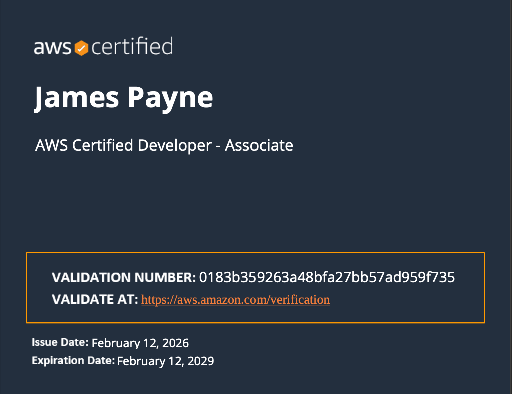 AWS Certified Develope- Associate Certificate